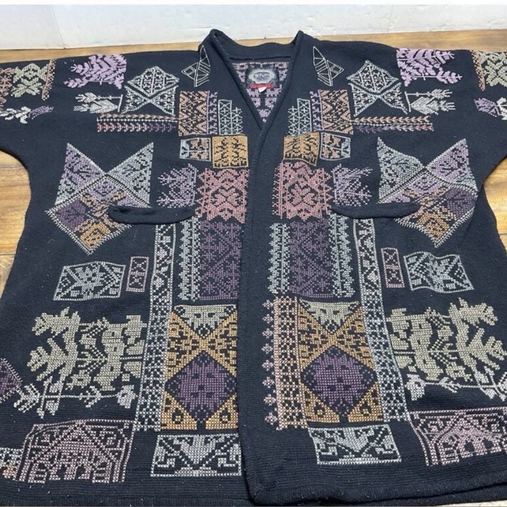 Johnny Was Black Multicolor Patterned Cardigan - Picture 5 of 5